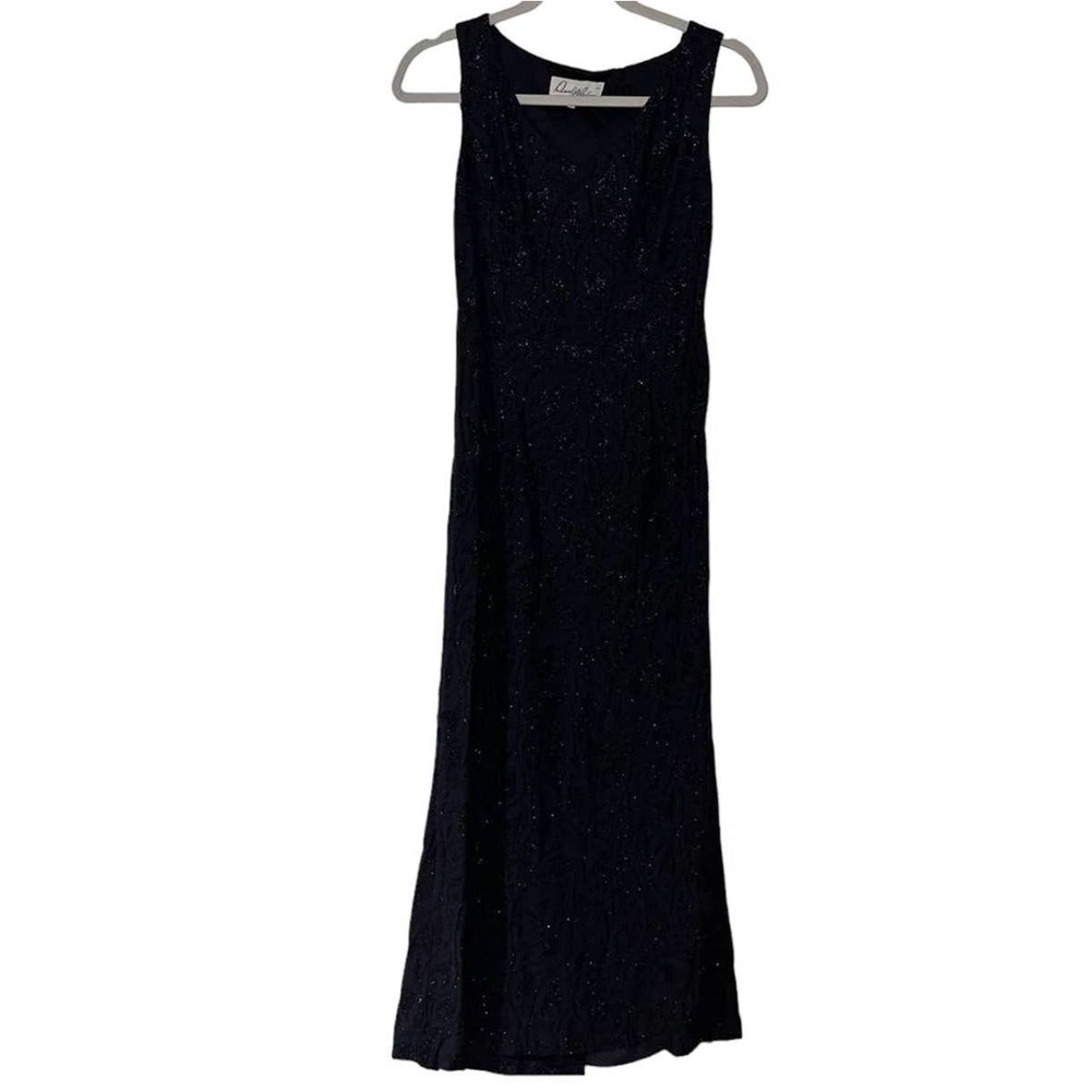DANIEL & REBECCA NAVY BLUE BLACK SIDE SLIT BODYCON MAXI SIZE 2
